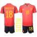 Spania Jordi Alba #18 Hjemmedraktsett Barn VM 2022 Korte ermer (+ Korte bukser)